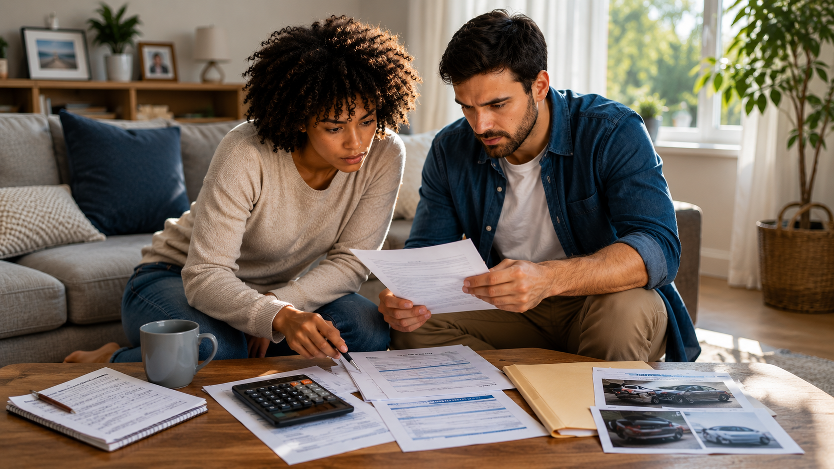 A customer reviewing a claim or policy at home.